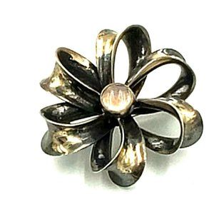 Danish Sterling Silver Opal Bow Brooch